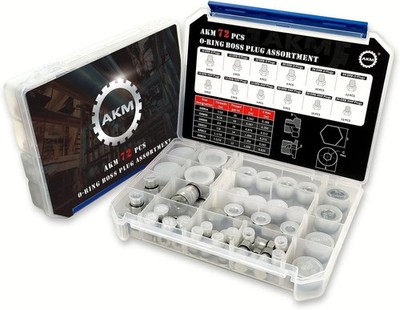 72 Pcs ORB Plug Kit Hose Tube and Pipe O-RING BOSS Fitting Set Hydraulic Plug Ki