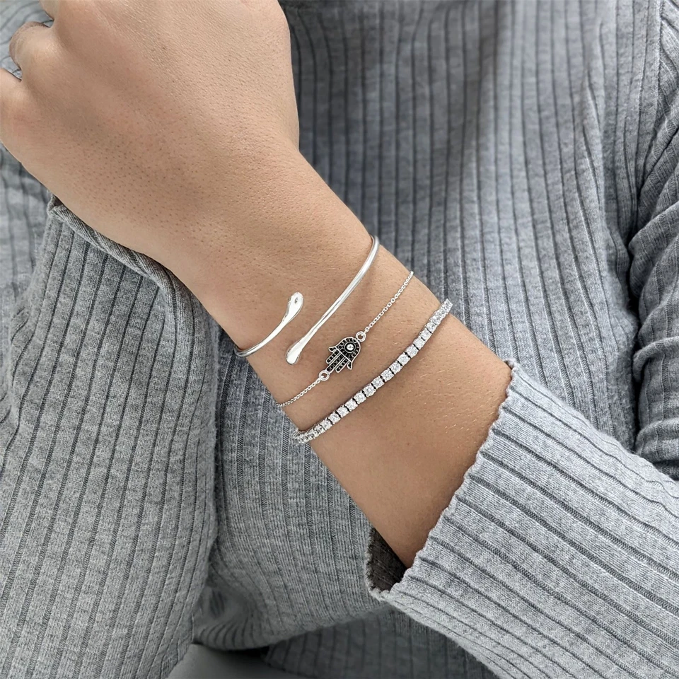 Silverly Bracciale Argento 925 3 mm Zirconi Cubici Bianchi Tennis - Immagine 2 di 4