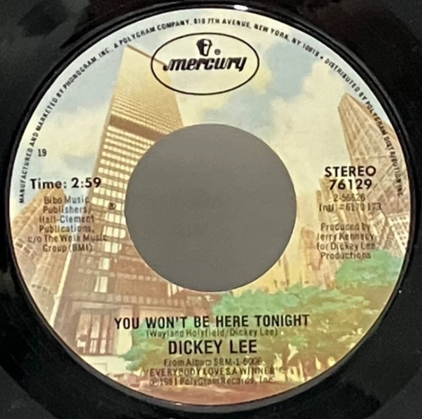 Dickey Lee You Won't Be Here Tonight / Everybody Loves A Winner - Mercury 45 RPM Foto 3 de 4