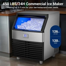 450LBS/24H Commercial Ice Maker Machine Stainless Steel Under Counter for Home