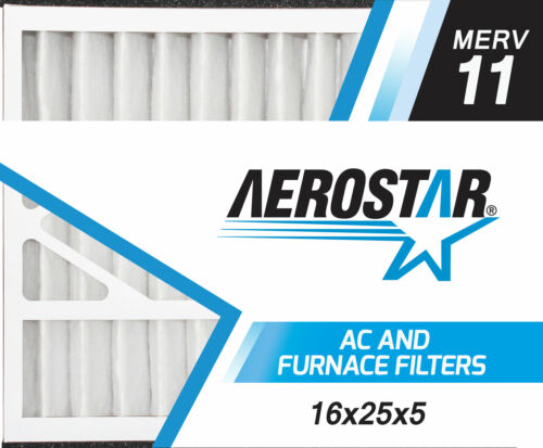 Aerostar 16x25x5 MERV 11 Furnace Air Filter, 3 Pack