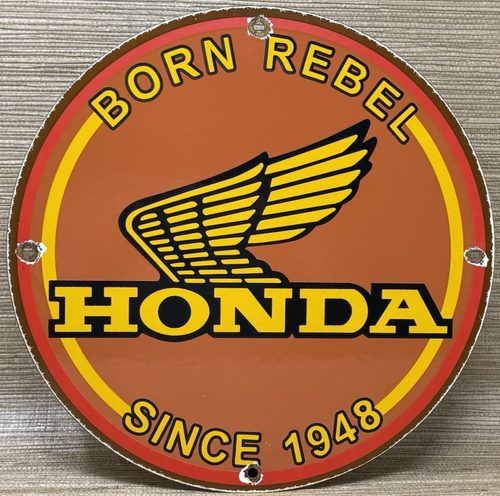 VINTAGE HONDA PORCELAIN SIGN GAS OIL GARAGE REPAIR MOTORCYCLE AUTO LAWN PLANE - Picture 2 of 12