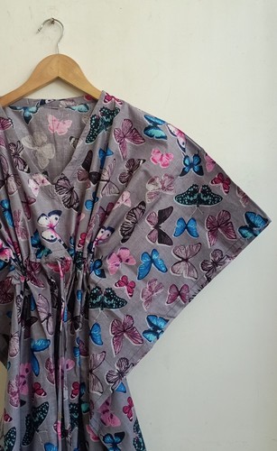 Indian Animal Bird Print Kaftan Sleepwear Beach Dress Night Gown Cover Up Caftan - Picture 60 of 100