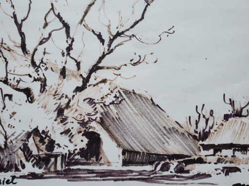 Dibujo rotulador estudios Greetsiel Höven Gerd Gramberg firmado - Imagen 7 de 9