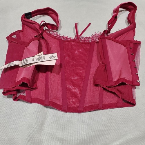 Victoria's Secret Dream Angels Claret Unlined Lace-Up Velvet Corset Top Size M - Picture 6 of 9