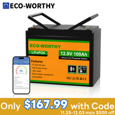 Eco-worthy 12v 100ah Lifepo4 Lithium Battery Bluetooth Monitoring Rv Solar Panel