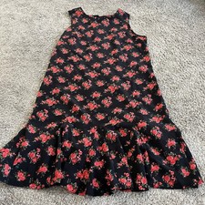 Vintage 90s Anthony Richards Dress Floral Roses Black Red Size 14P Petite