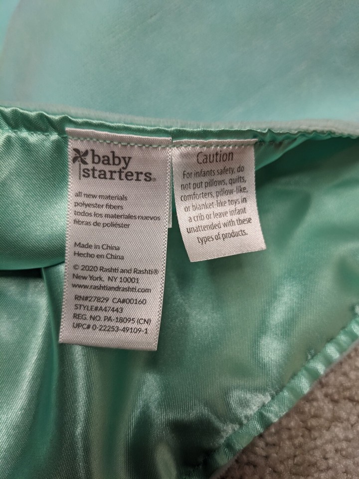 Baby Starters Mint Green Giraffe Dream Big Rattle Satin Security Lovey