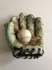 Vintage S.S. Sarna Brown Baseball Glove Ball Heavy Resin Desk/Shelf Decor 1998