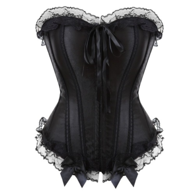 Women Sexy Corsets Plus Size Lace Up Satin Corset Skirt Set Tutu