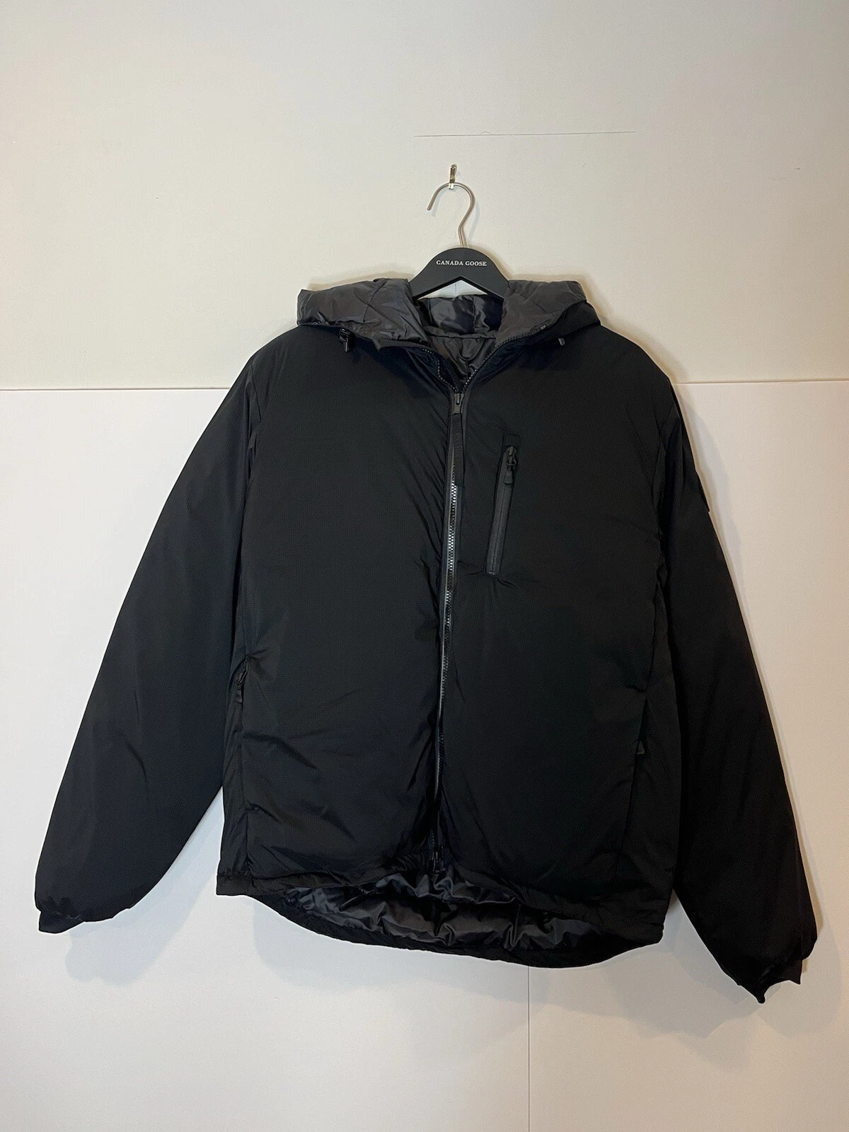 Giacca con cappuccio Canada Goose Lodge impacchettabile antivento imbottitura power down taglia large