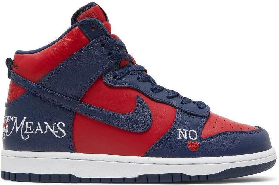 Nike Supreme x Dunk SB High By Any Means - Red Navy for Sale