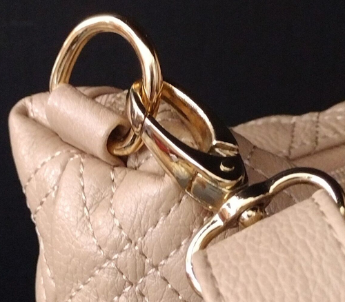 Purse “CUBE Look” Quilt Stitched Hand bag Beige Faux Leather w/Detached Strap - Picture 4 of 12