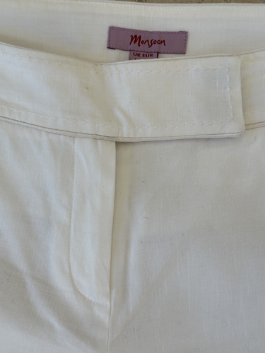 MONSOON - Ladies Smart White Linen Trousers - Size 14 - Picture 6 of 8