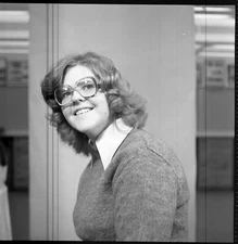 Vintage Negative B&W Med Format 1970's Yearbook Photo Teen Girl Glasses #107