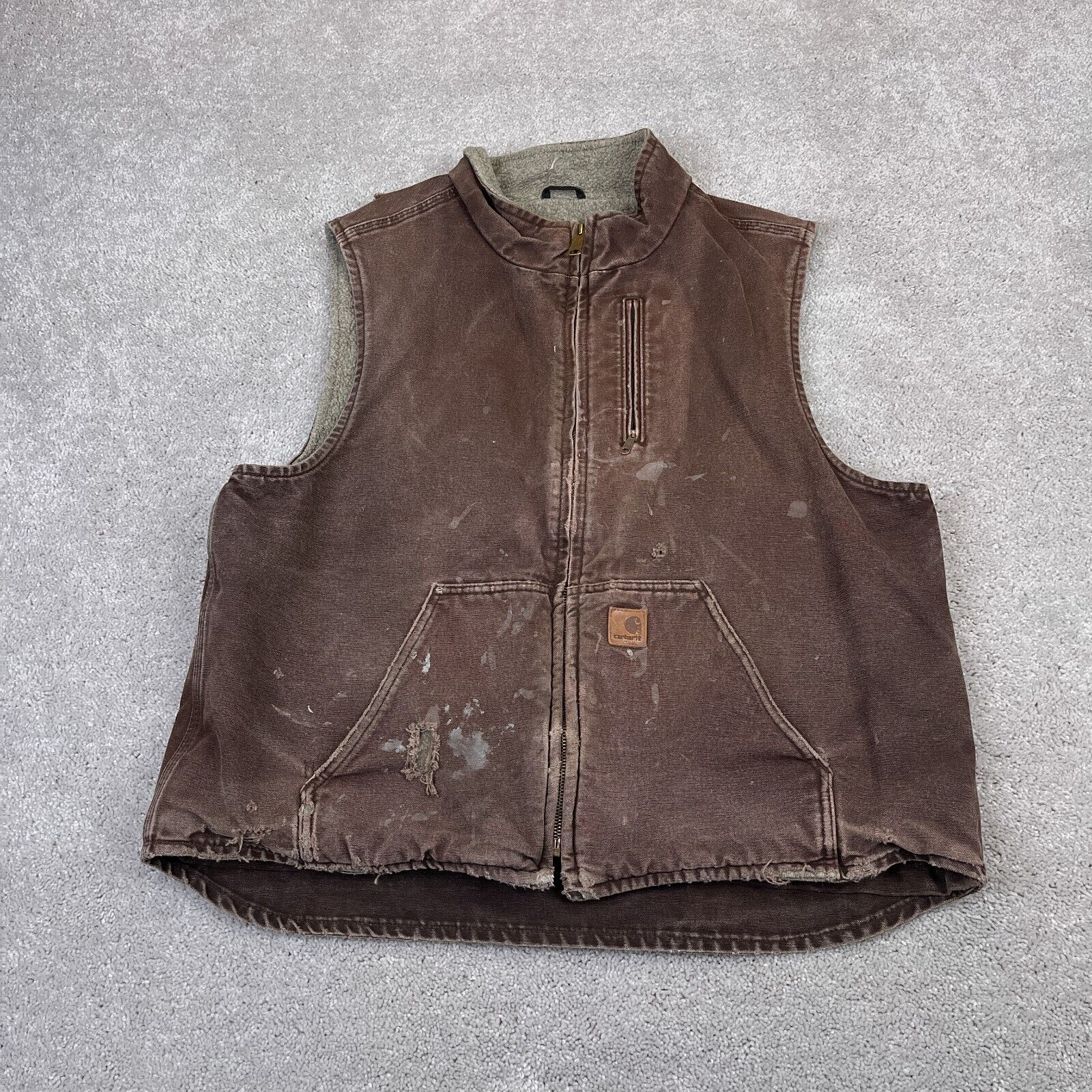 Carhartt Vest Men XL Brown Canvas Sandstone Sherp… - image 1