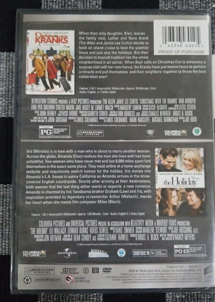CHRISTMAS WITH THE KRANKS & THE HOLIDAY - Double Feature DVD NEW / SEALED  !! - Image 2 of 2