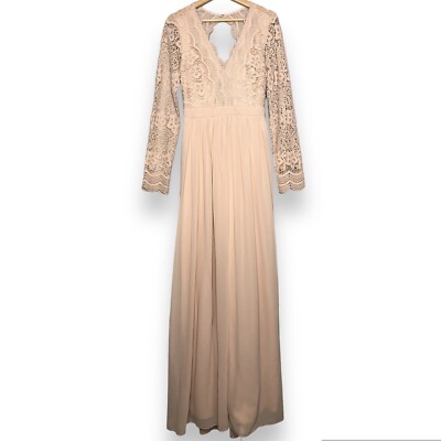 Lulus Gown Long Sleeve Lace Evening Maxi Dress M Blush Pink Open Back V Neck | eBay Lulus Gown Long Sleeve Lace Evening Maxi Dress M Blush Pink Open Back V Neck | eBay