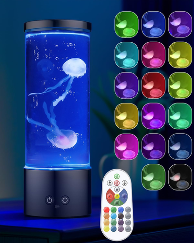 11 Inch Jellyfish Lamp USB-C Powered LED Jellyfish Light with 4 Lighting Modes & - 第 1/7 張圖片