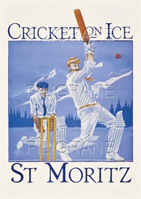 ST MORITZ CRICKET on ICE Rhic - POSTER HQ 40x60cm eines VINTAGE POSTERS