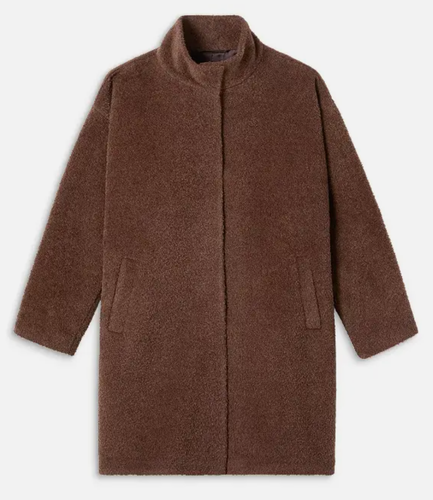 NWT $698 Eileen Fisher Auburn Sheared Suri Alpaca Stand Collar Coat M L - Picture 3 of 3
