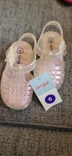 Cat and Jack Girls Jelly Sandals Clear White Sparkle Sunny Closed Toe Size 6