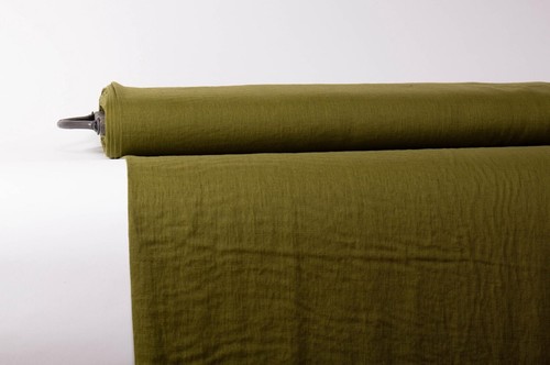 Moss Green Linen Fabric by the Yard – Linen for Sewing, Clothing, Crafts & Décor - Picture 2 of 11