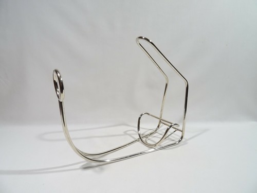 PORTE BOUTEILLE A VIN SERVITEUR EN METAL ARGENTE DESIGN WINE BOTTLE HOLDER - Picture 2 of 11
