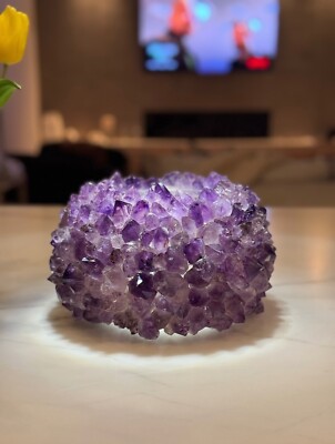 Kathryn McCoy Style Amethyst Crystal Centerpiece   Handcrafted Decorative Art