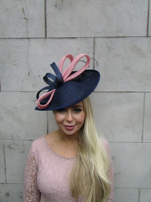 Large Navy Blue Dusky Pink Blush 