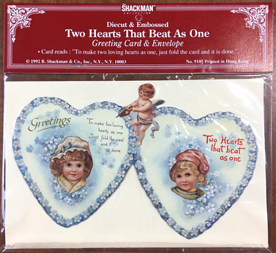 Shackman Two Hearts That Beat As One Greeting Card & Envelope Die-cut Embossed