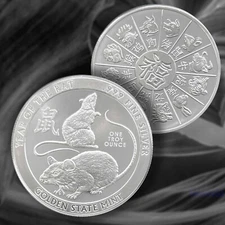 1 oz Silver Round -Year of the Rat  .999 FINE SILVER BU IN A CAPSULE