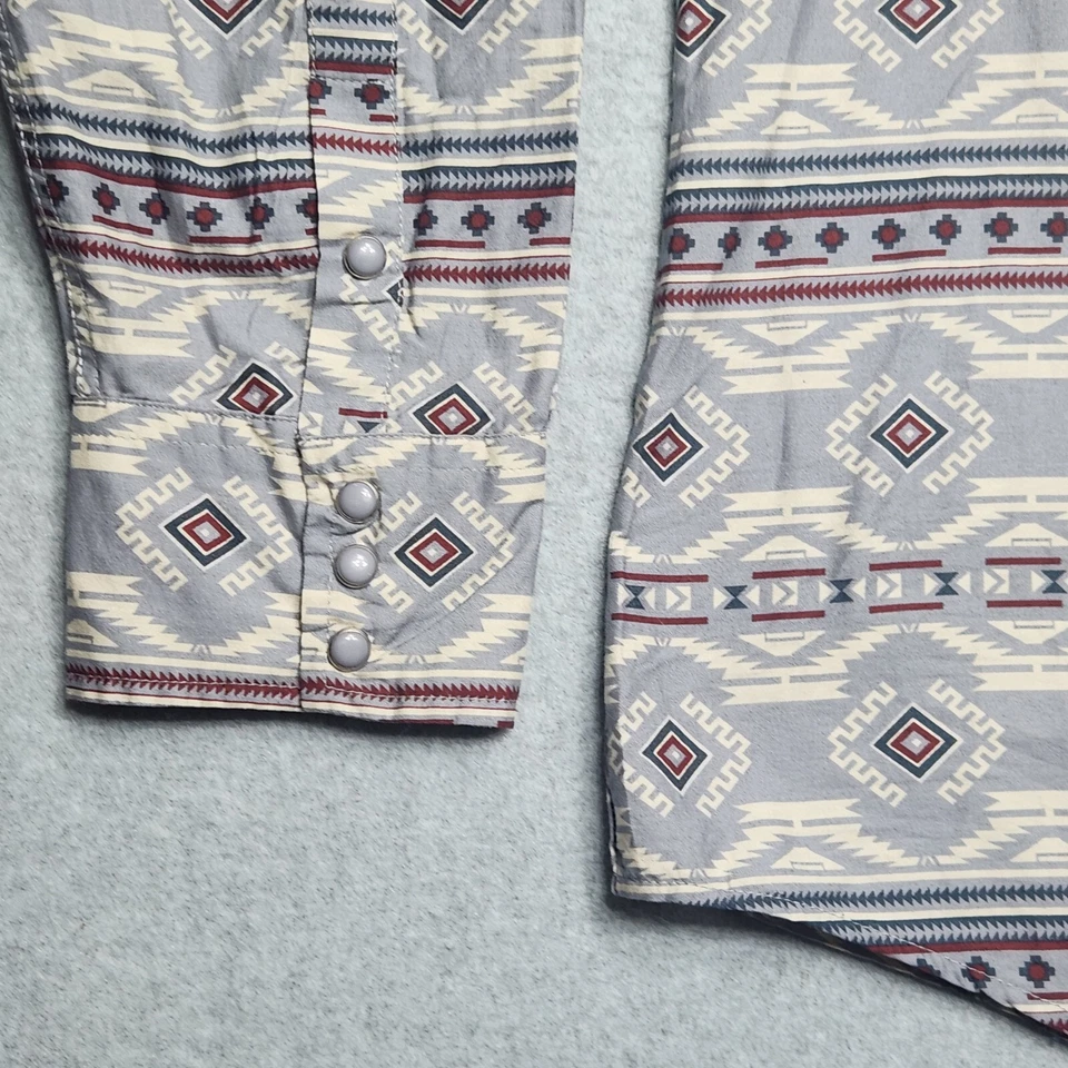 Camisa a Presión Roper Pearl Para Hombres XL Azteca Suroeste Ranchero Estampado Vaquero Azul Rojo Foto 4 de 4