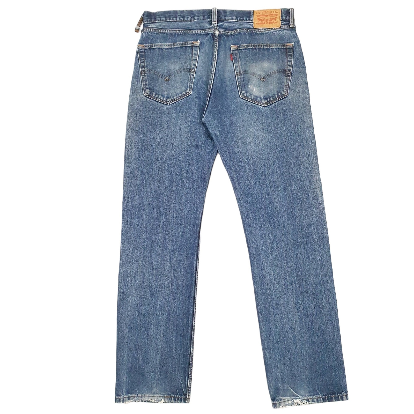 LEVIS 505 Jeans Regular Fit Blue Denim Trousers Mens W36 L34 image 3