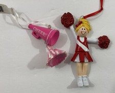 Cheerleader Ornaments lot of 2 Christmas Ornaments