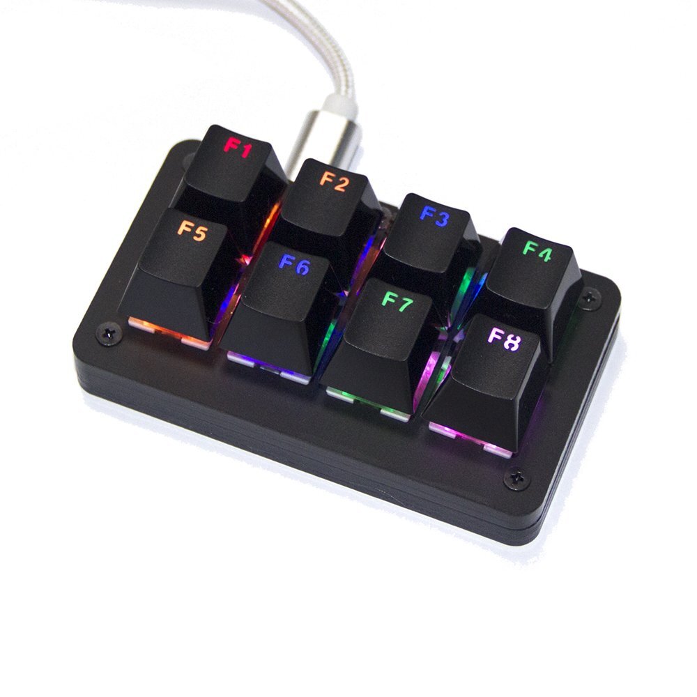 Macro Mechanical RGB LED Backlit Game Keyboard 8Keys Programmable Blue Switches