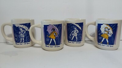 Vintage When it Rains, It Pours Morton Salt Girl 1914 1921 1956 1968 Coffee Mugs
