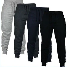 Mens Fleece Skinny  Sweatpants Bottoms Slim Track Pants Casual Joggers Trousers