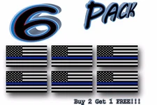 6 Pack Thin Blue Line Police Flag USA American Sticker Decal Blue Lives Matter