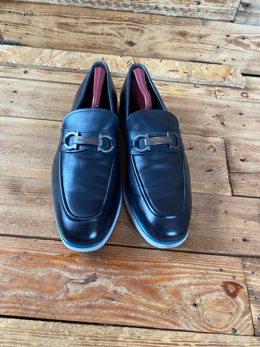 Salvatore Ferragamo Dark Blue Leather Loafers Loafer with Gancini ornament - Men | Ferragamo main image 4