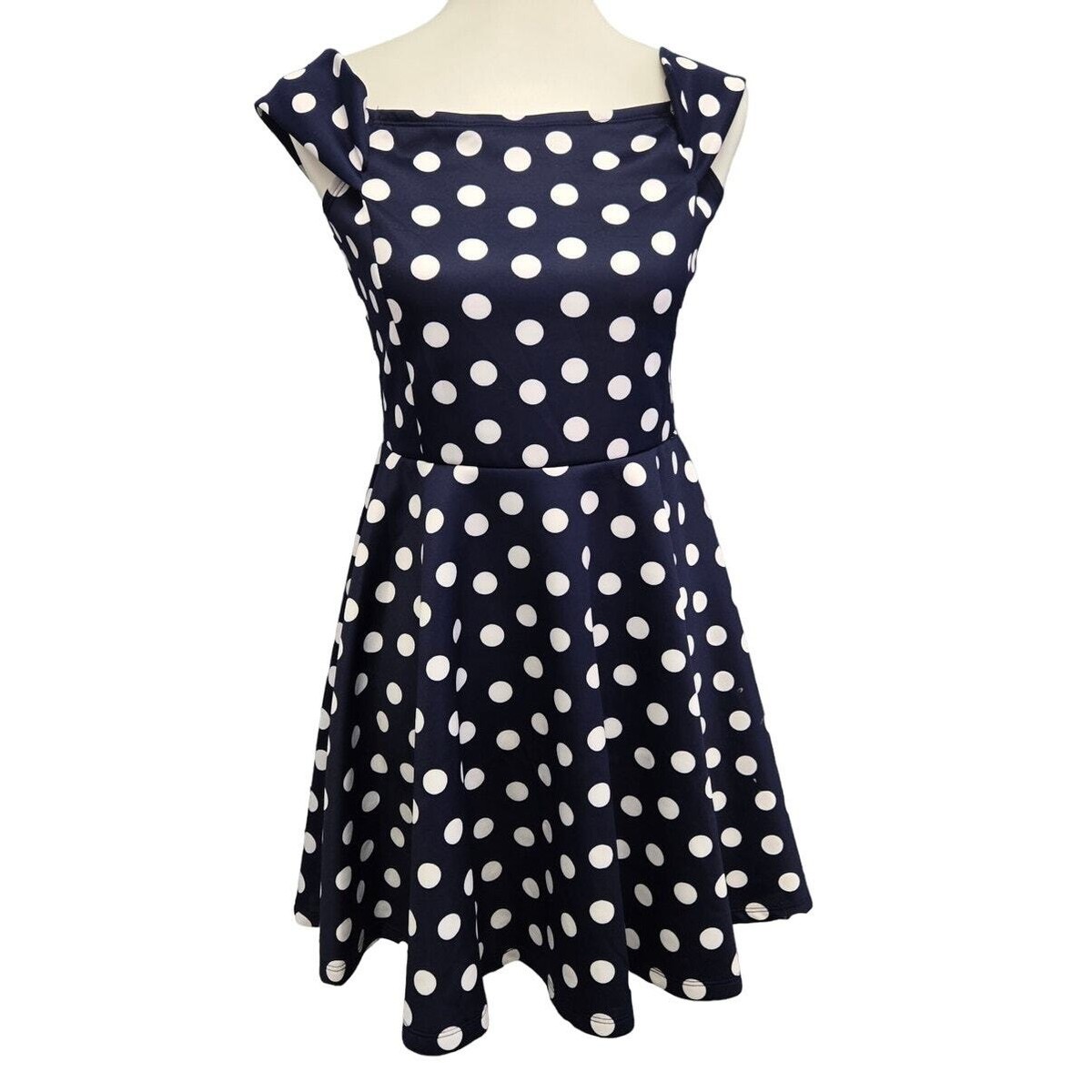 Skater Dress Blue Polka Dot Ruffle Dress Rica Skater Dress In