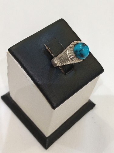 Men's Silver Ring 925,Turquoise Sinai Nayshabouri خاتم فضة فيروز نيشابوري ناعم - Picture 3 of 9