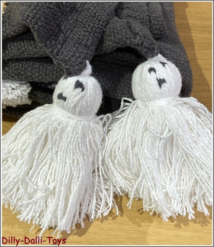 Stacey Solomon Throw Blanket Ghost Halloween 100% Cotton Grey Black White Boucle - Picture 12 of 15