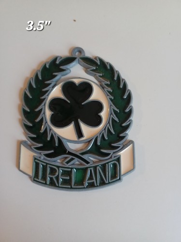 Set Of 3 Irish Stained Glass Ornaments Vintage Sun Catcher St Patrick's Day - Picture 6 of 11