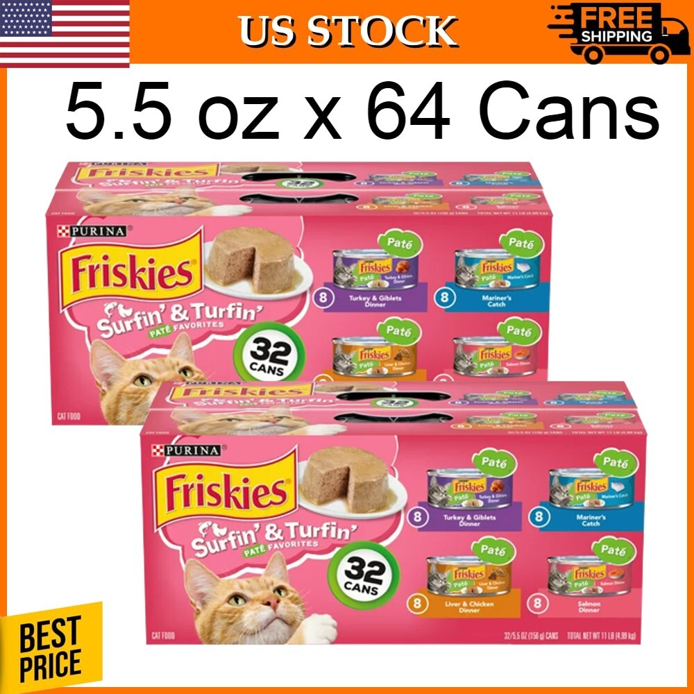 Purina Friskies Surfin' and Turfin' Wet Cat Food Variety Pack, 5.5 oz x