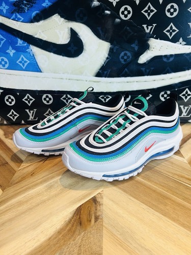 $180 Nike Air Max 97 921522 031 Platinum Black Red PlayStation Size 7 - Picture 5 of 8