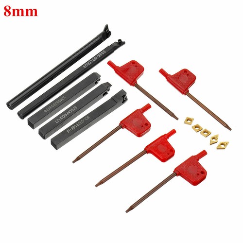 5PCS 8mm Lathe Turning Tool Holder Set +CCMT060204 DCMT070204 Carbide Inserts BU - Picture 3 of 7