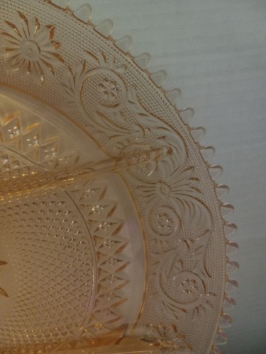 NEW VINTAGE TIARA PINK SANDWICH GLASS DIVIDED SERVING PLATTER IN ORGINAL BOX - Picture 3 of 12