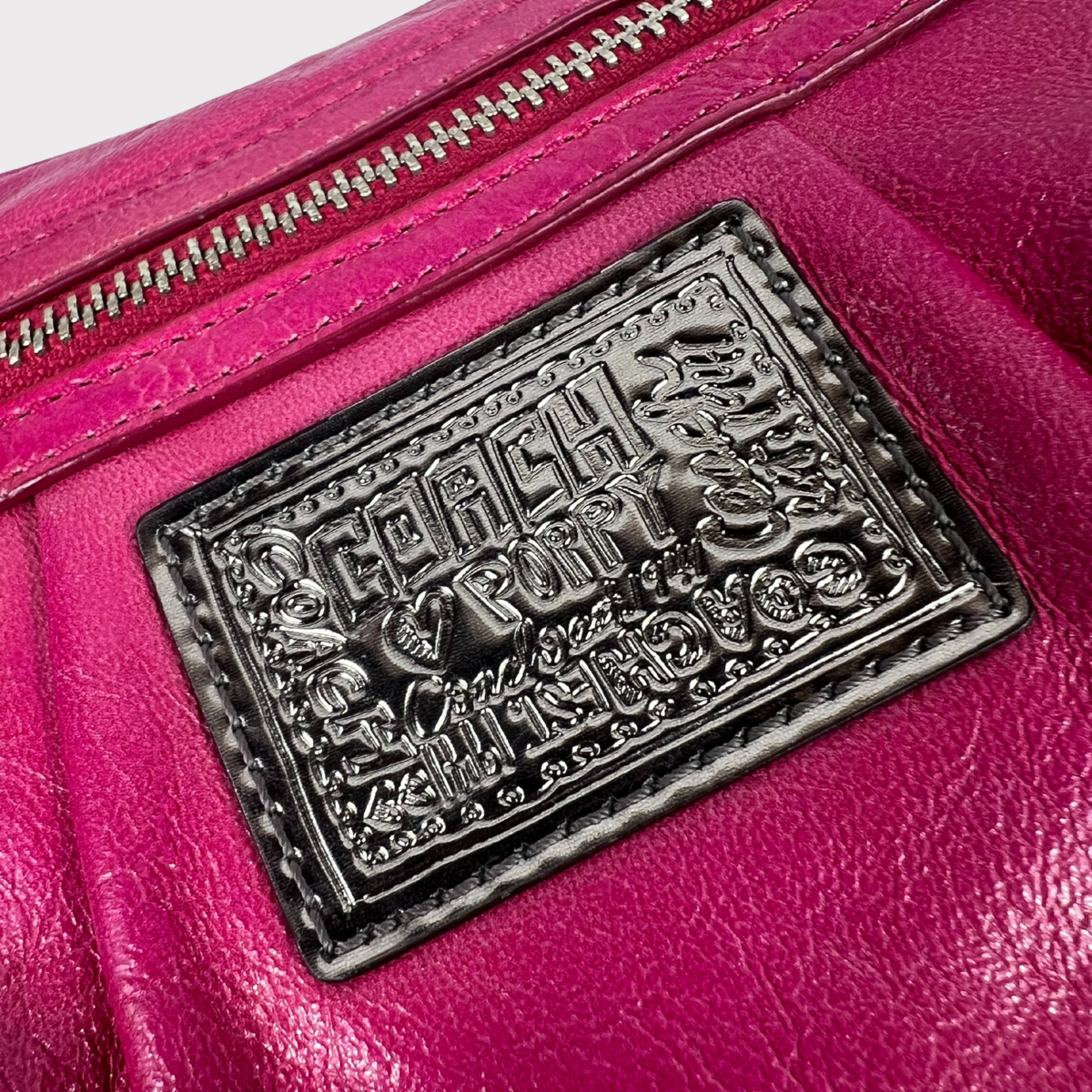 Coach Poppy Leather Shoulder Crossbody Bag Fuchsia Pink Silver