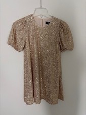 Aqua Girls Sequin Puff Sleeve Dress Size S 7/8 Kids